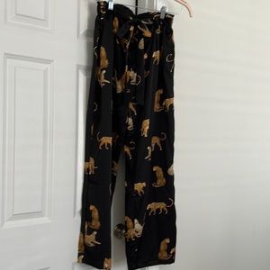 Black, Leopard, silk like pants